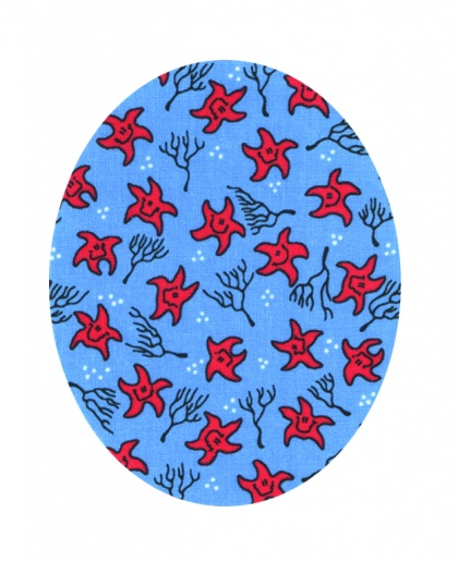 Nažehlovací záplaty oválky s potiskem - hvězdičky červeno-modré